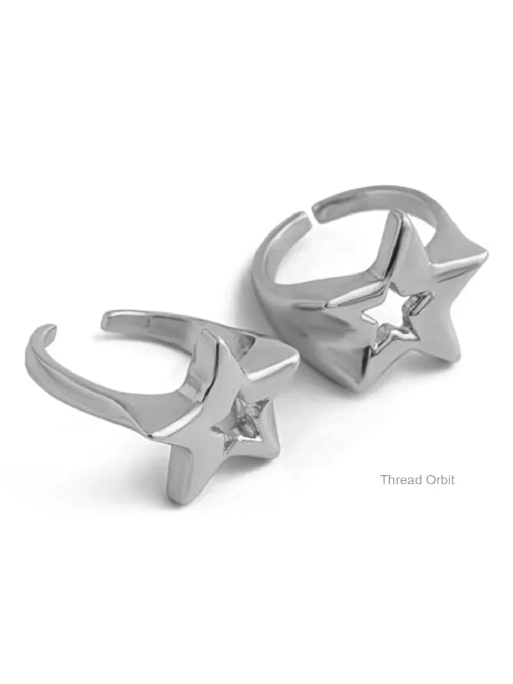 2-Pack Chunky Star Open Rings Set Hollow Stackable Knuckle Rings Adjustable